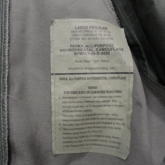 GORE-TEX PARKA ALL PURPOSE ENVIRONMENTAL ABU szLARGE TIGER STRIPE JACKET LD 6904 - Picture 12 of 13